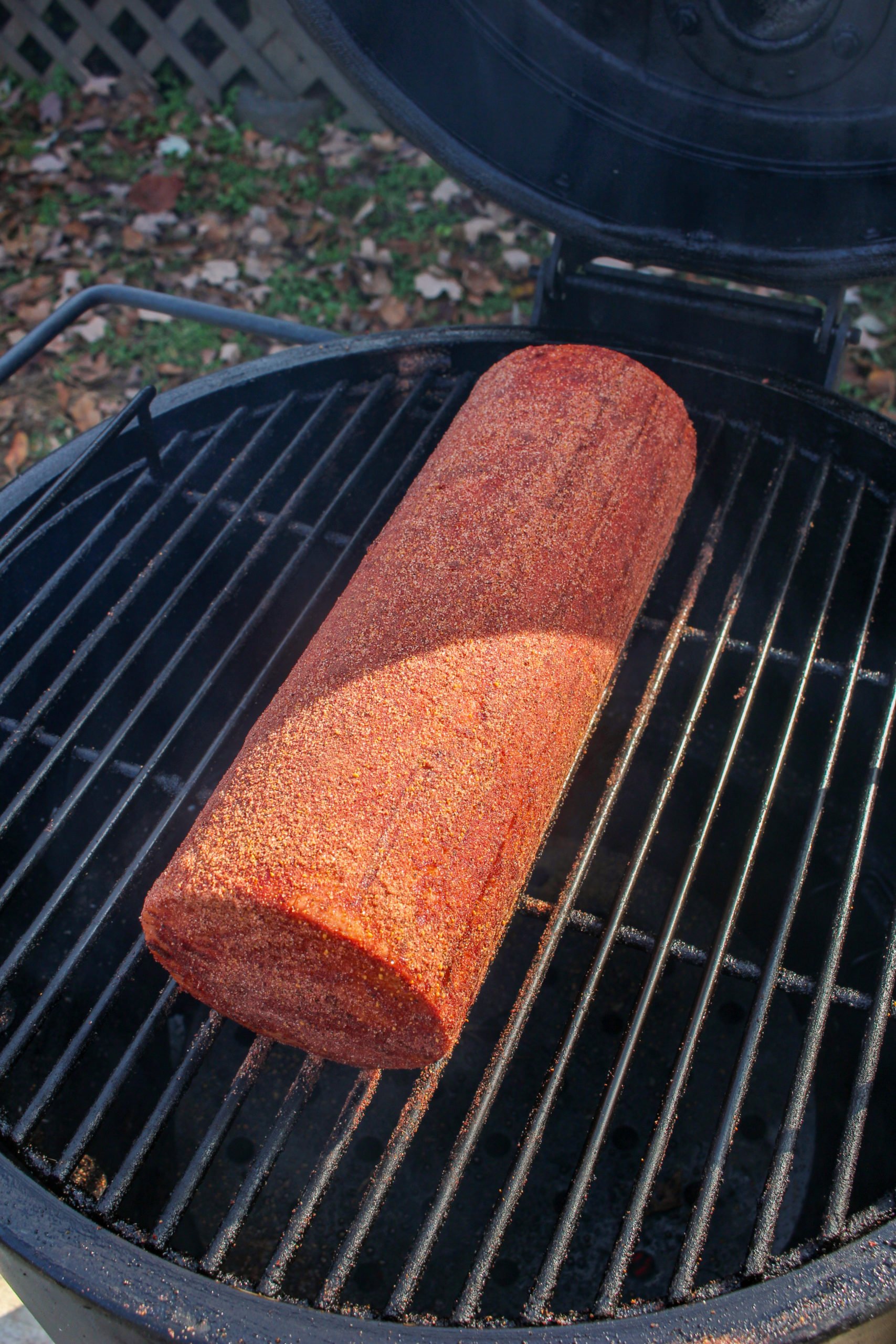 Smoked Bologna getting started on the smoker.