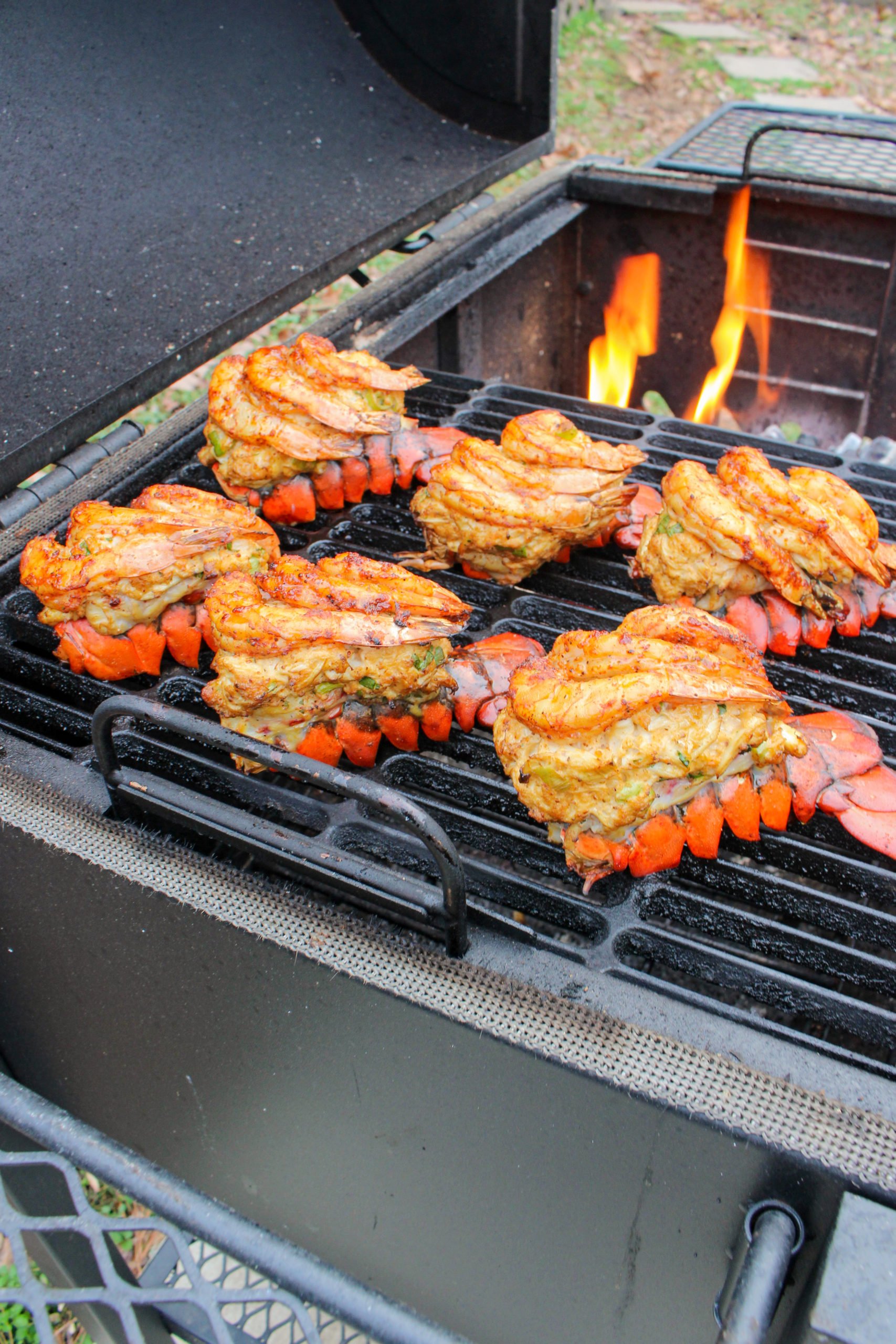 Crab Stuffed Lobster after spending some time on the smoker. 