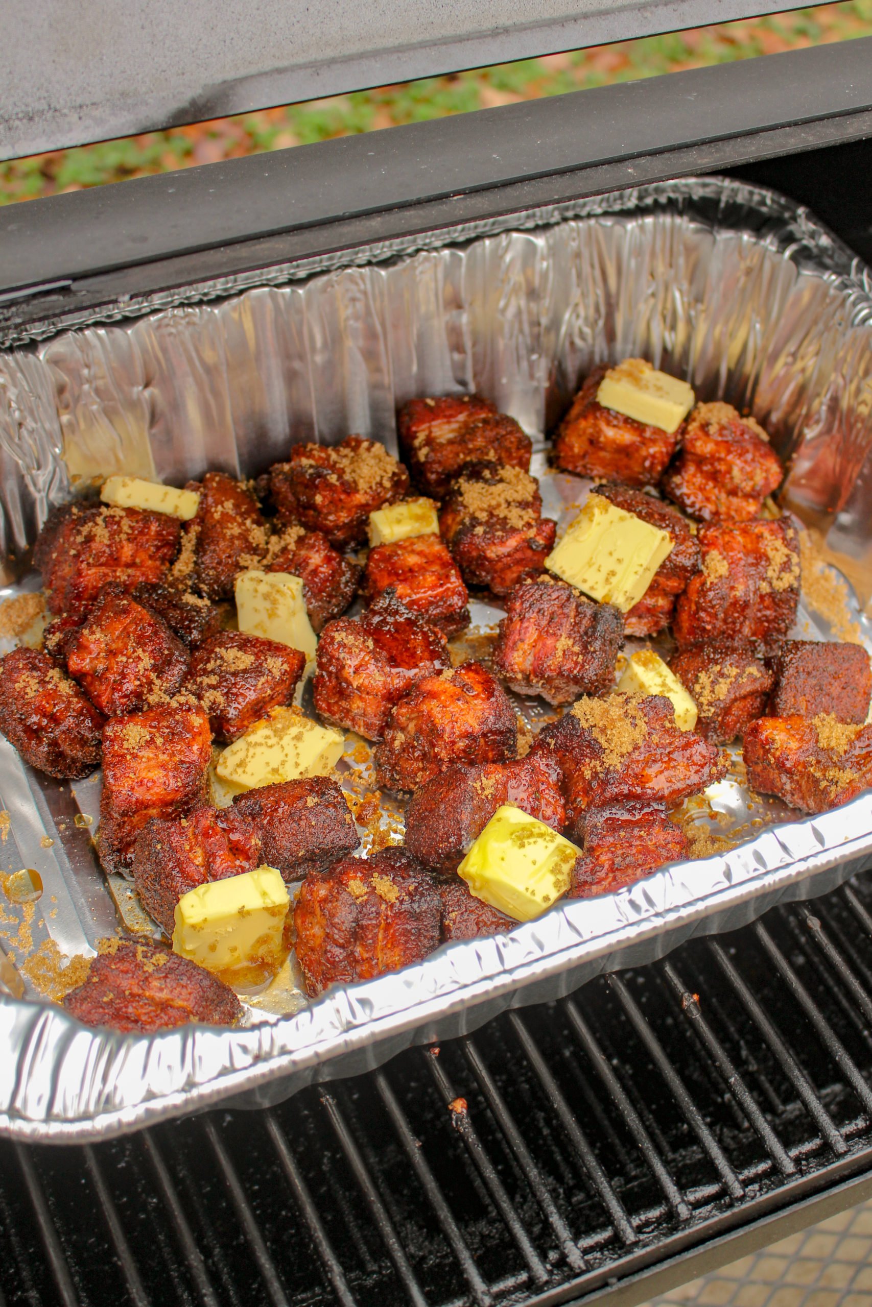 Smoked Tequila Lime Burnt Ends with the added butter, brown sugar and agave.