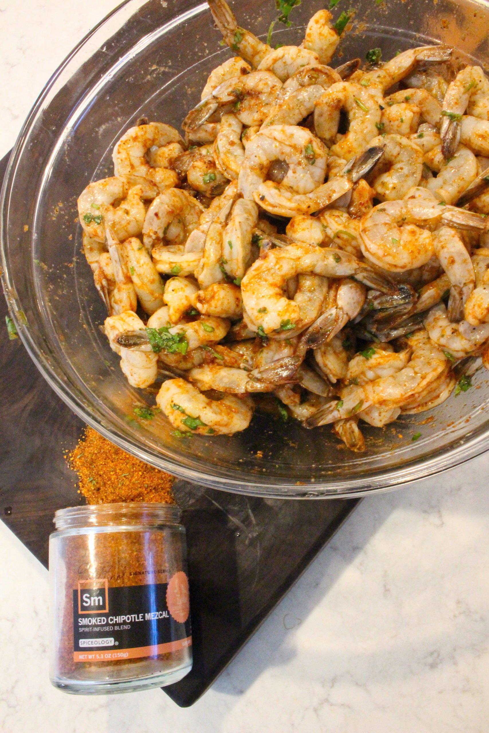 Spicy Tequila Lime Shrimp Skewers while they marinate.