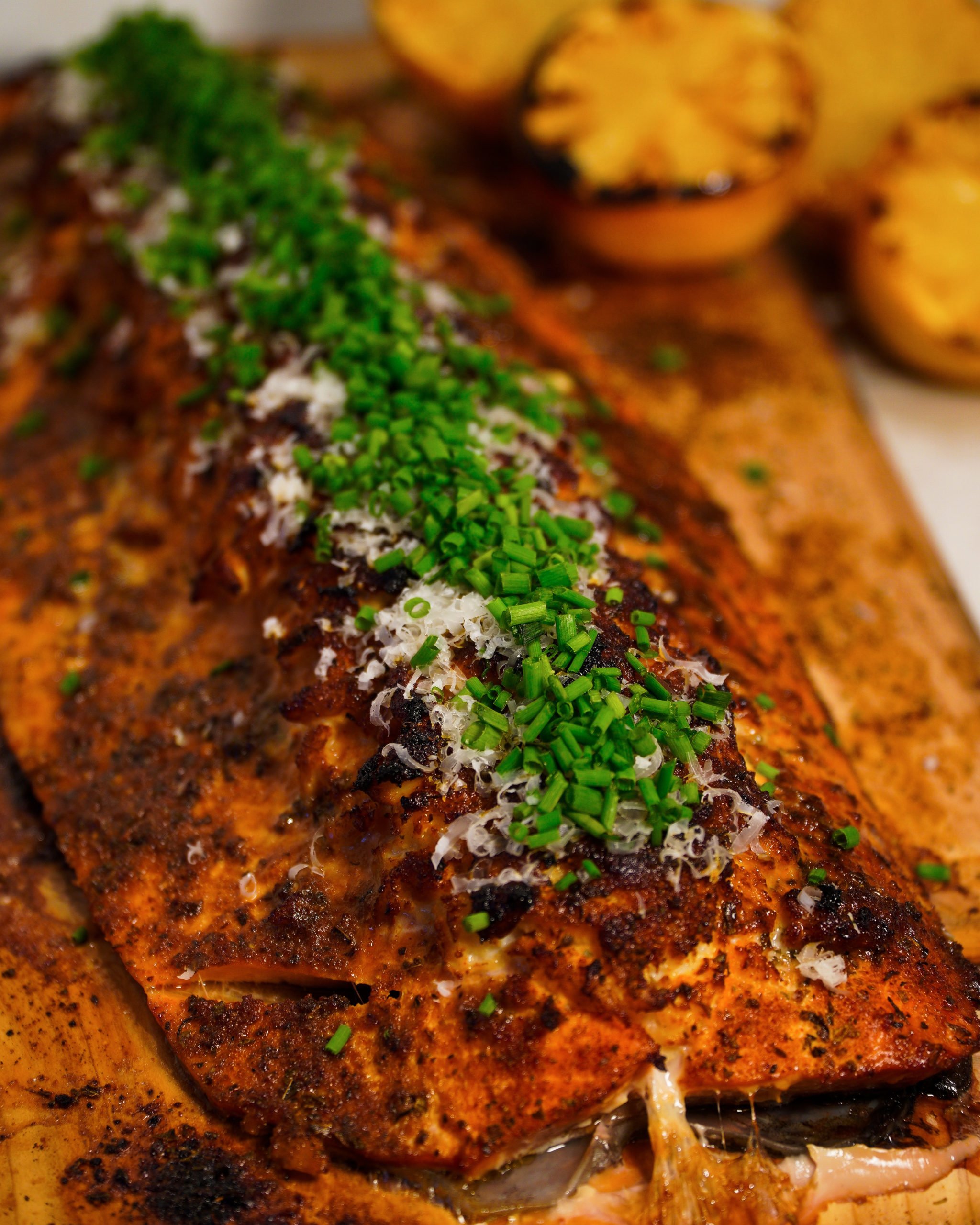 Crab Stuffed Salmon done and ready to devour.