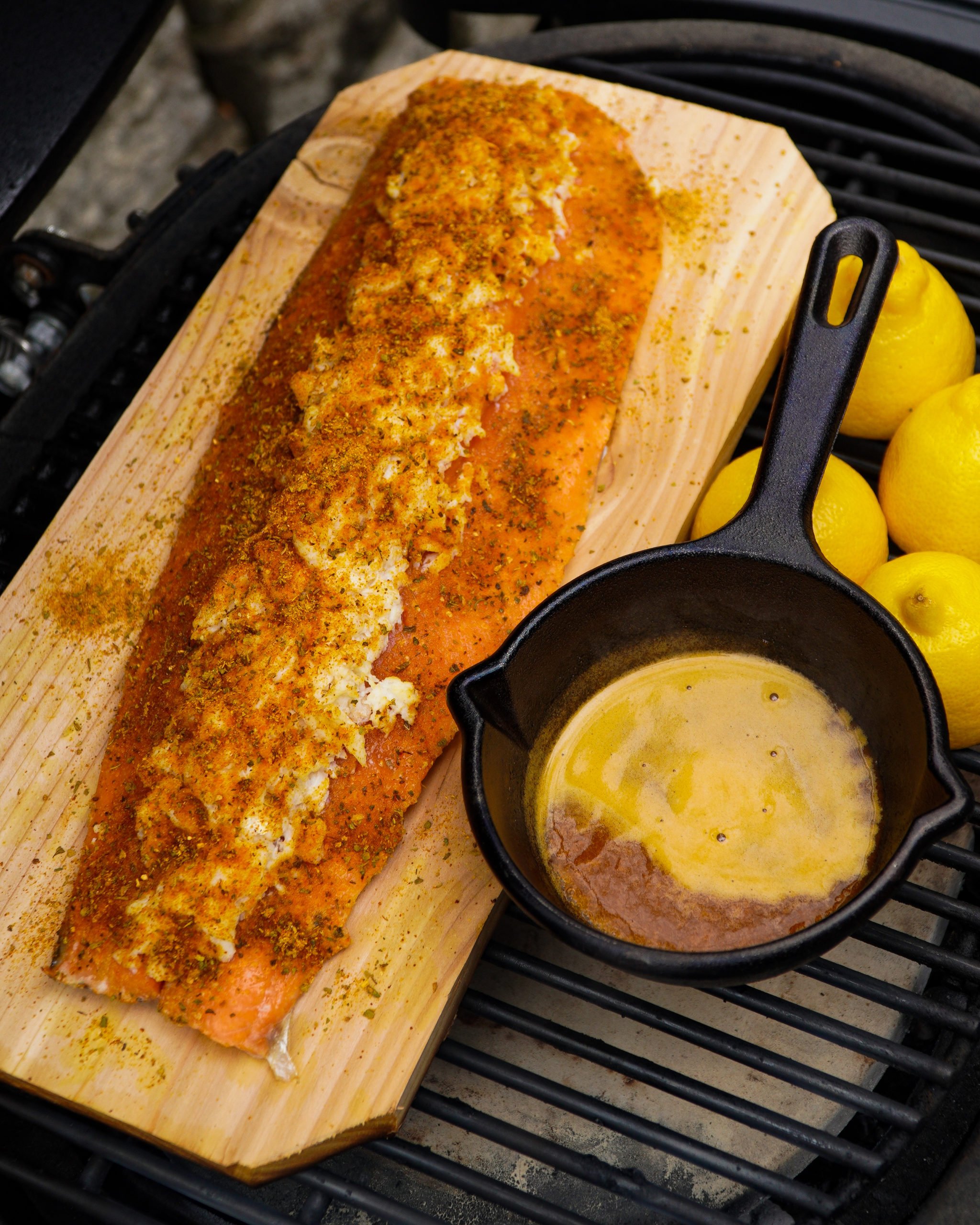 Crab Stuffed Salmon hits the smoker.