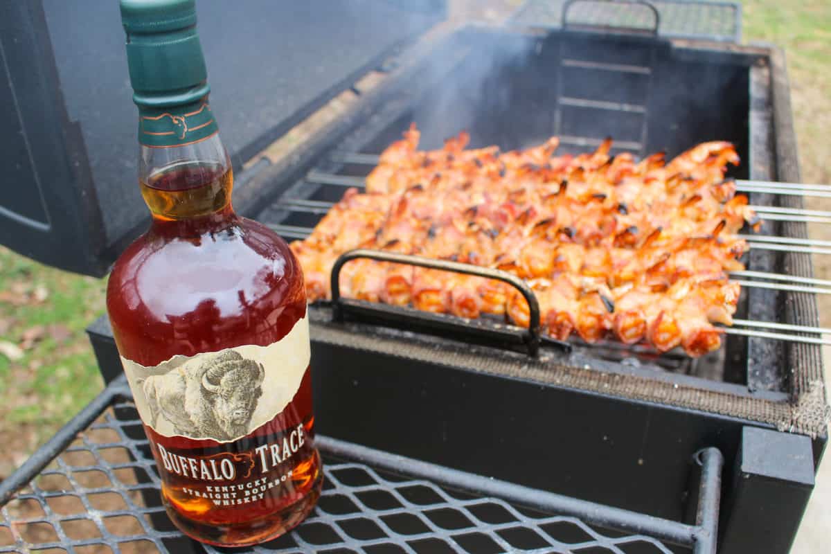 The key to our Bacon Wrapped Shrimp Skewers, the Buffalo Trace.