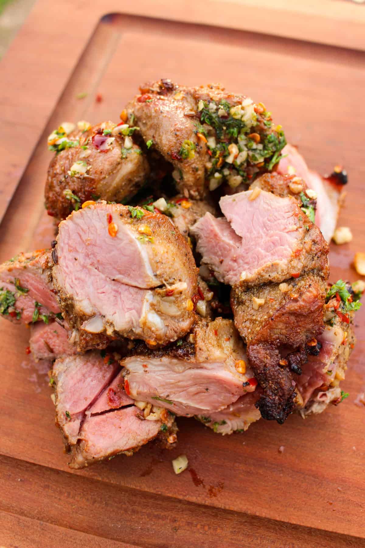 Lamb is sliced and served!