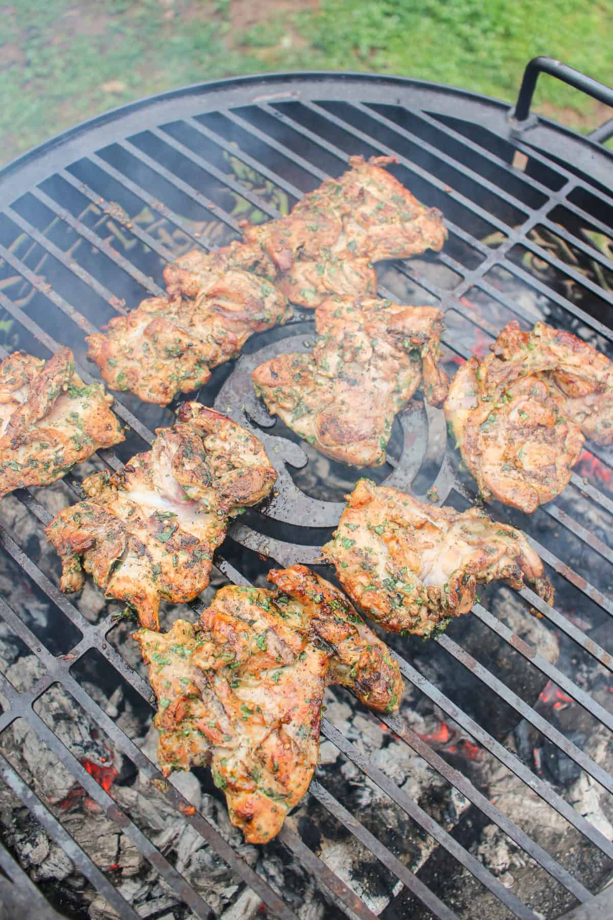 A close up shot of the cooking chicken.