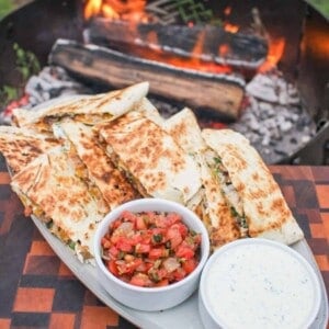 Chicken Bacon Ranch Quesadilla plated and ready to devour.