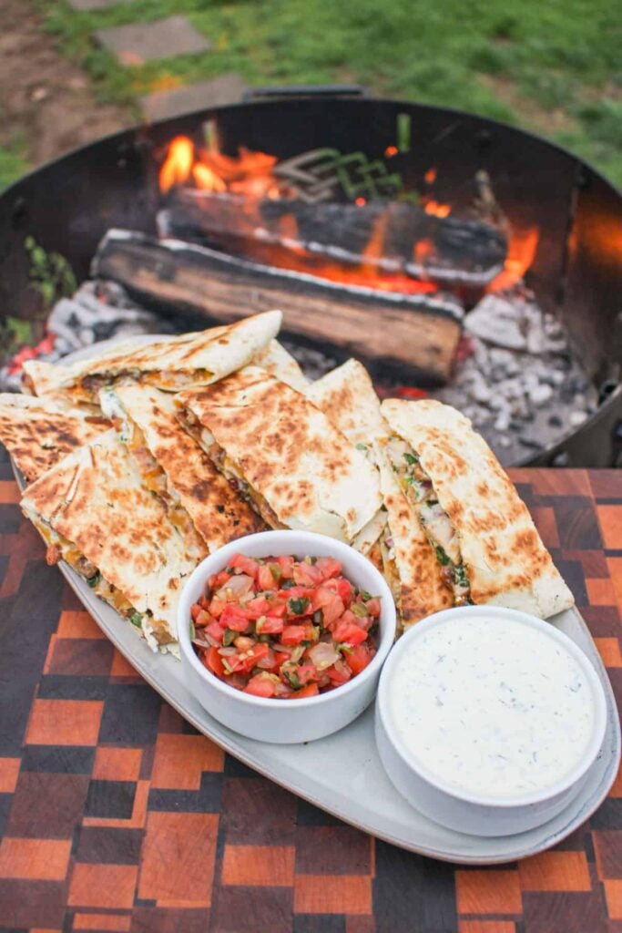 Chicken Bacon Ranch Quesadilla plated and ready to devour.