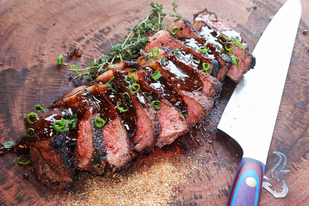 The steaks after slicing.