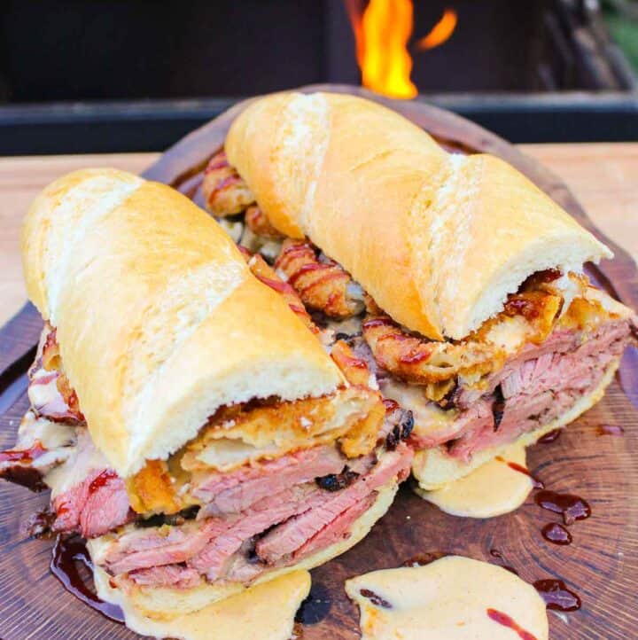 BBQ Steak Sandwich Over The Fire Cooking