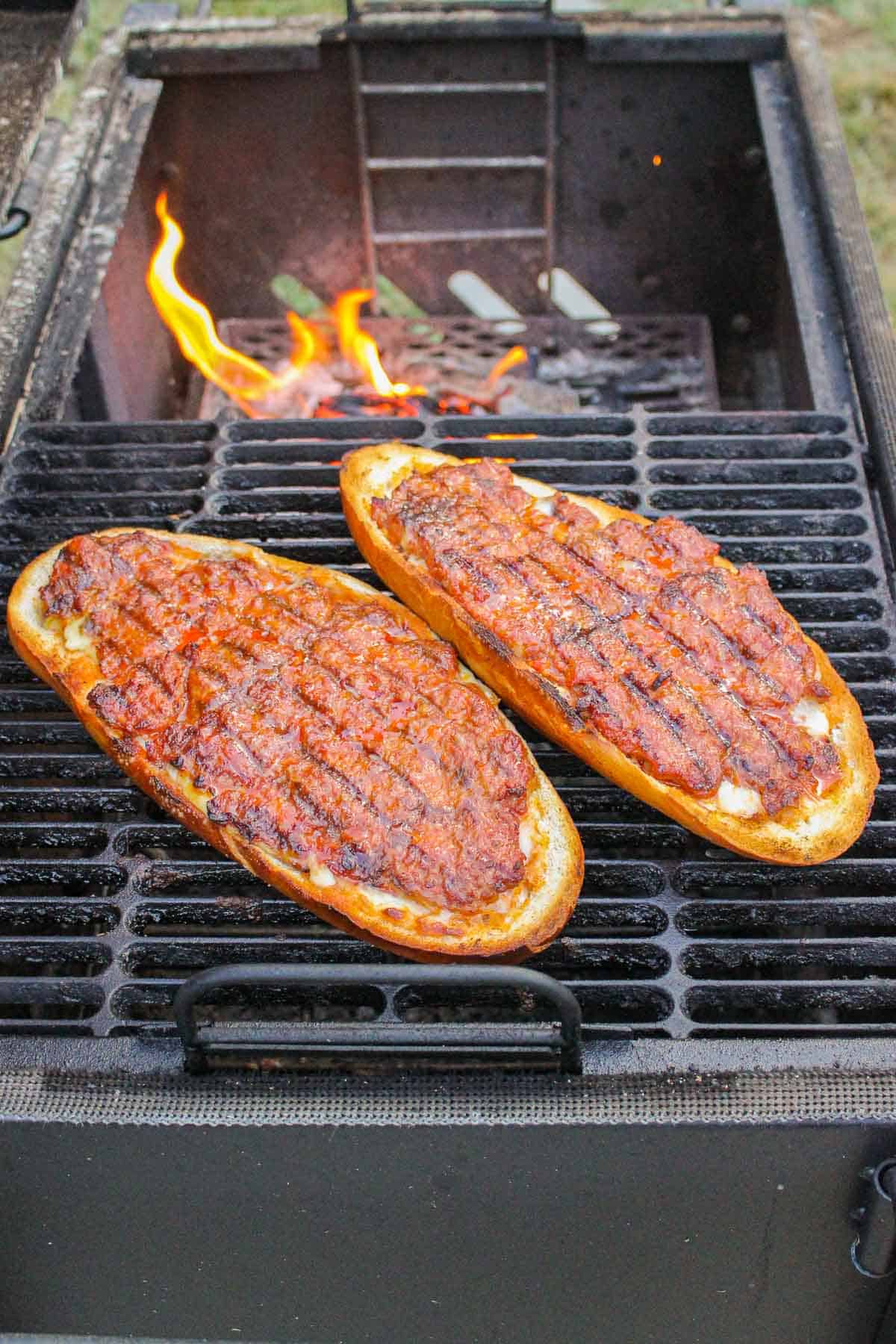 grilled cheese stuffed bread with Italian sausage