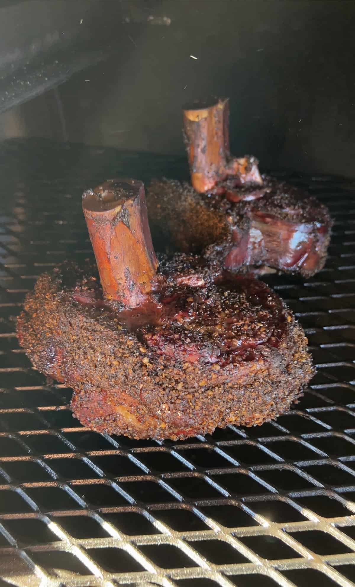 The Smoked Confit Beef Shanks after cooking on the smoker.