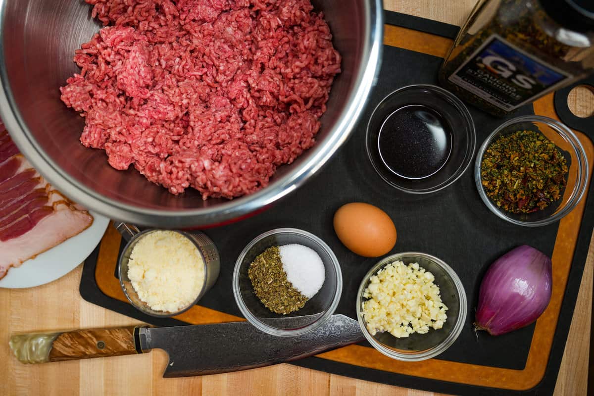 Ground beef and all other meatball ingredients.