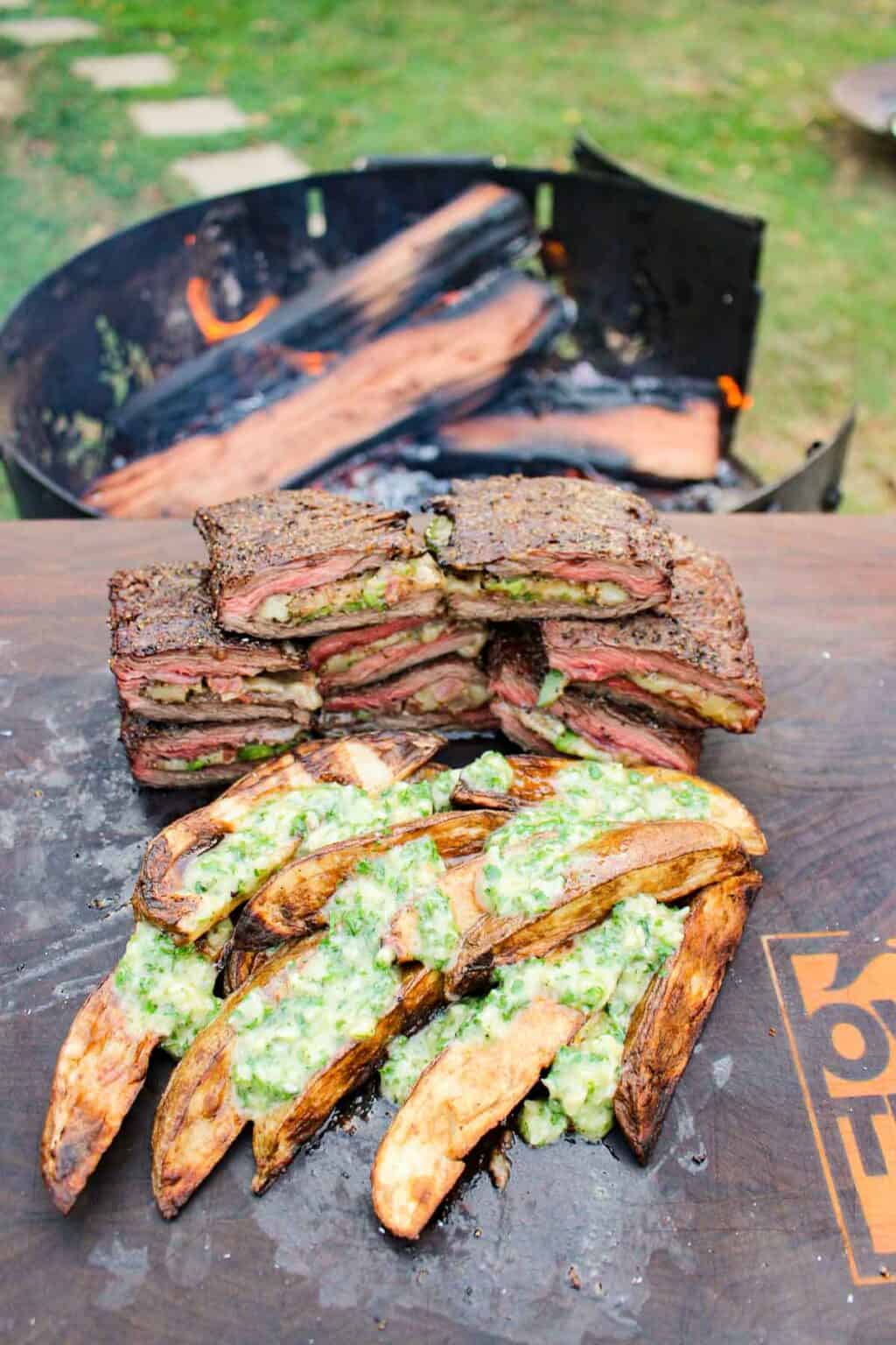 Stuffed Skirt Steak Over The Fire Cooking
