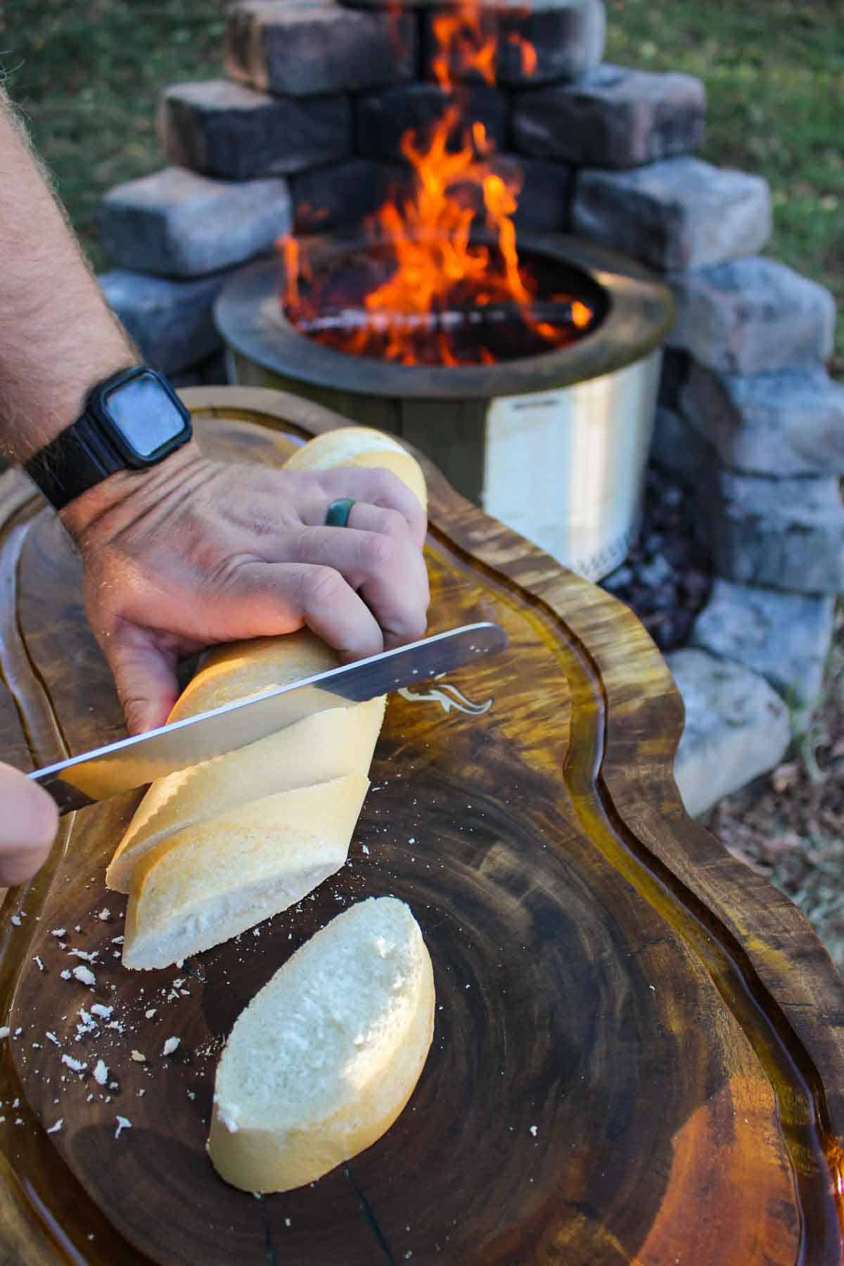 Slicing the bread