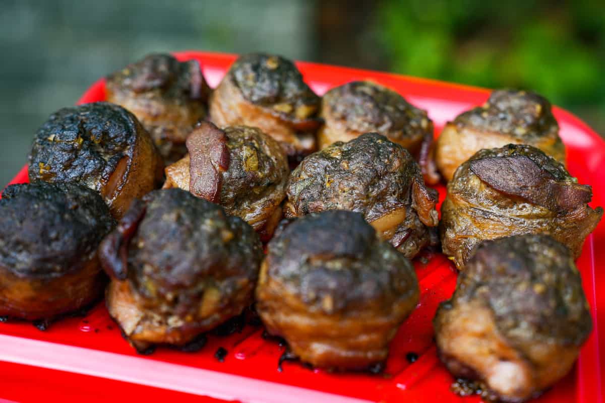 The cooked meatballs, ready to become the Spicy Meatball Sub.