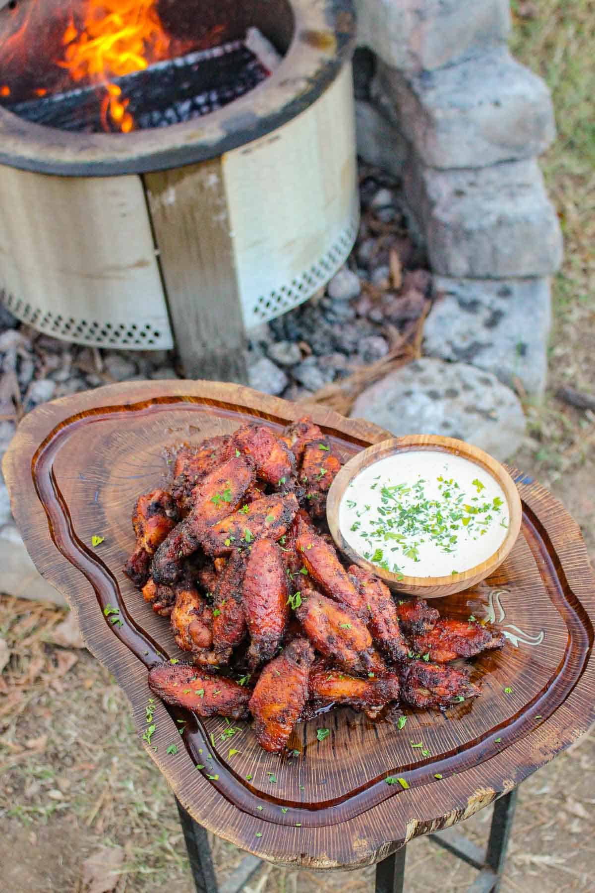The Nashville Hot Chicken Wings and Alabama White Sauce ready to devour.