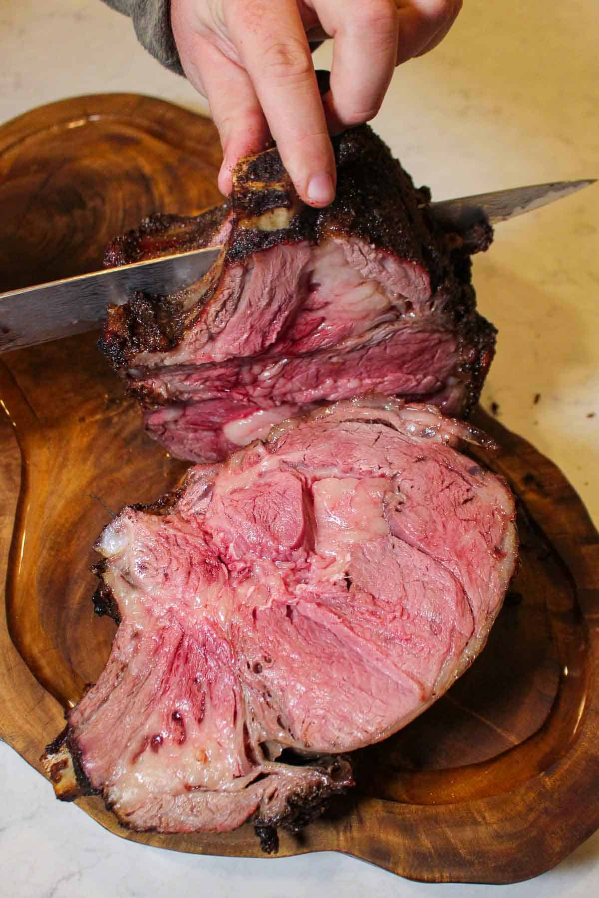 Slicing up our Rotisserie Prime Rib