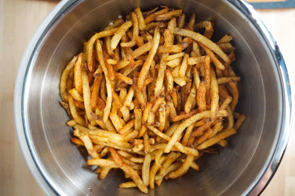 A bowl of the French fries.