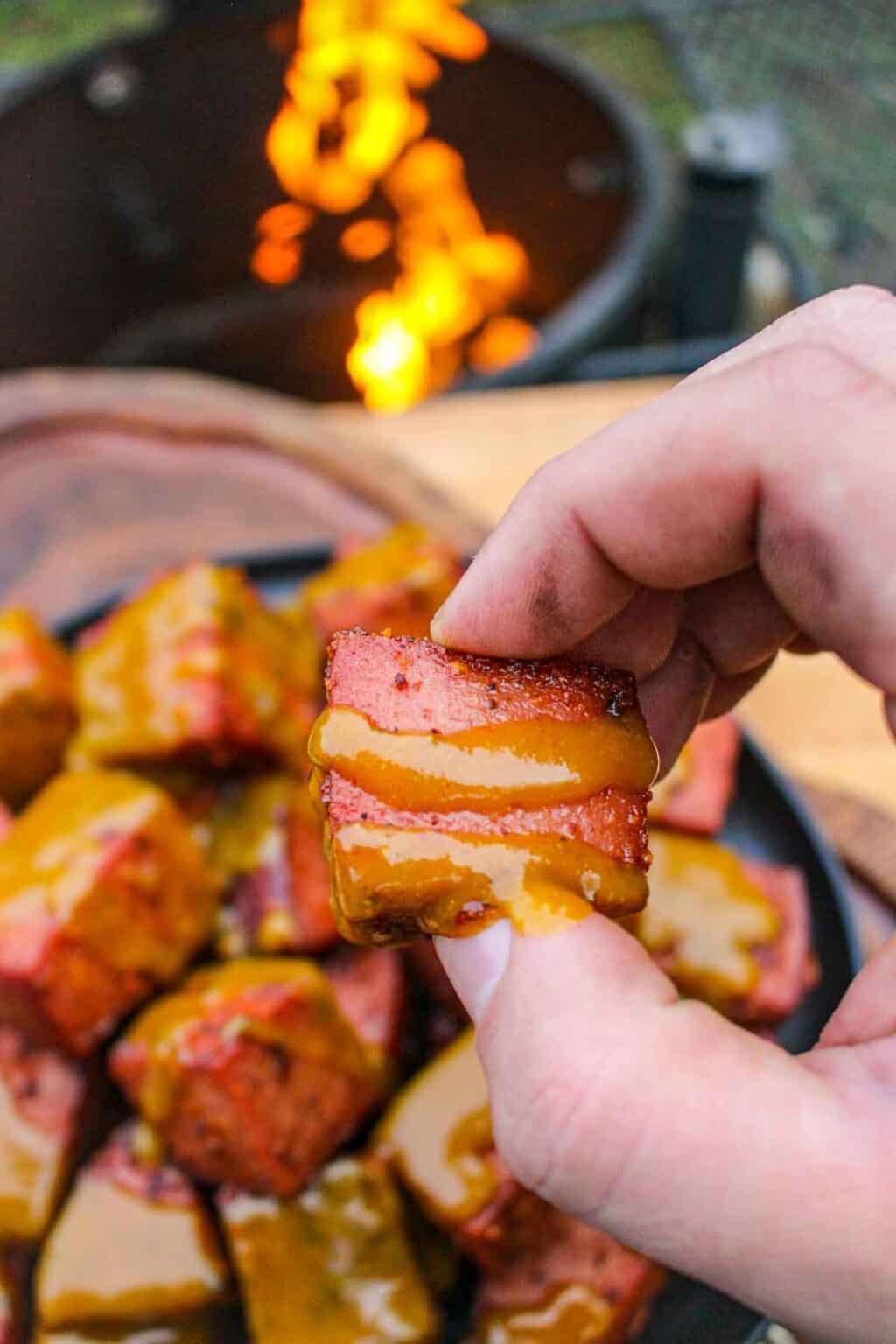 Smoked Bologna Burnt Ends Over The Fire Cooking