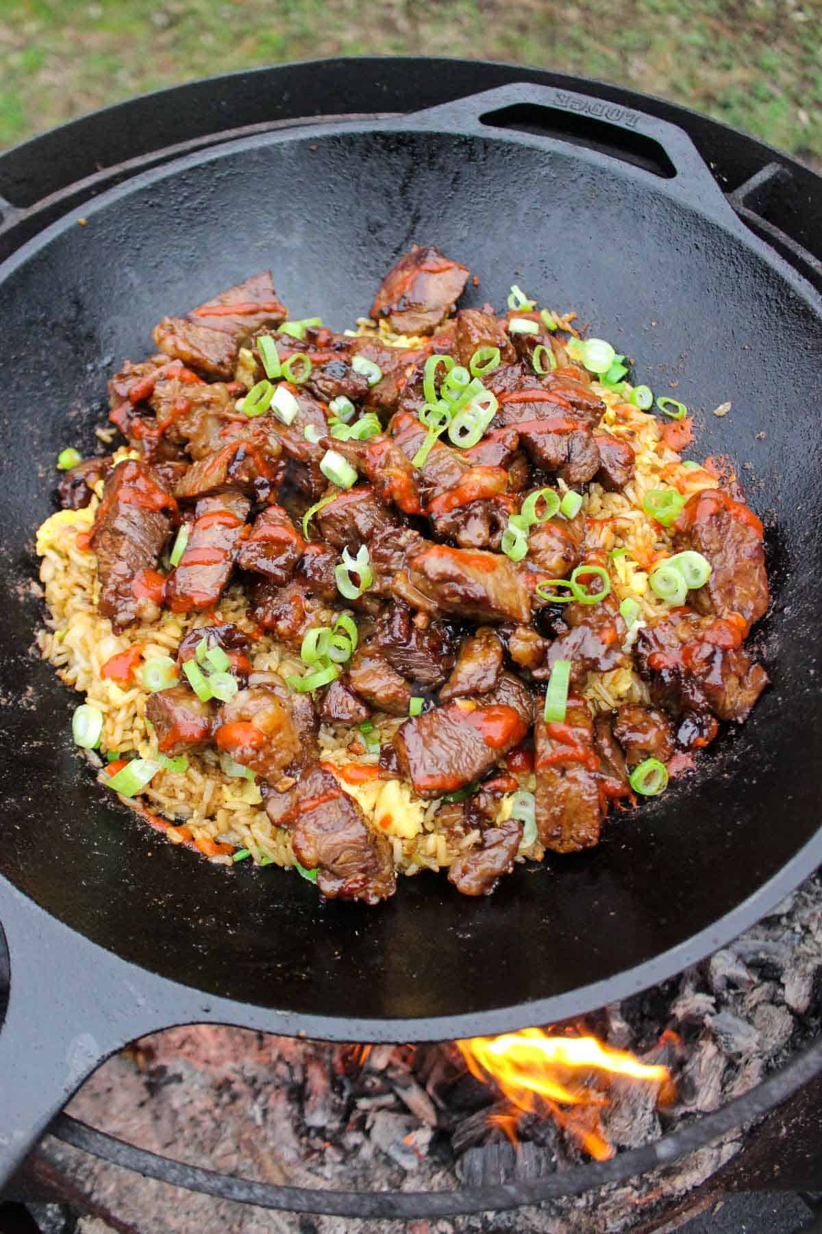 One final shot of the Garlic Teriyaki Steak Bites ready to serve.