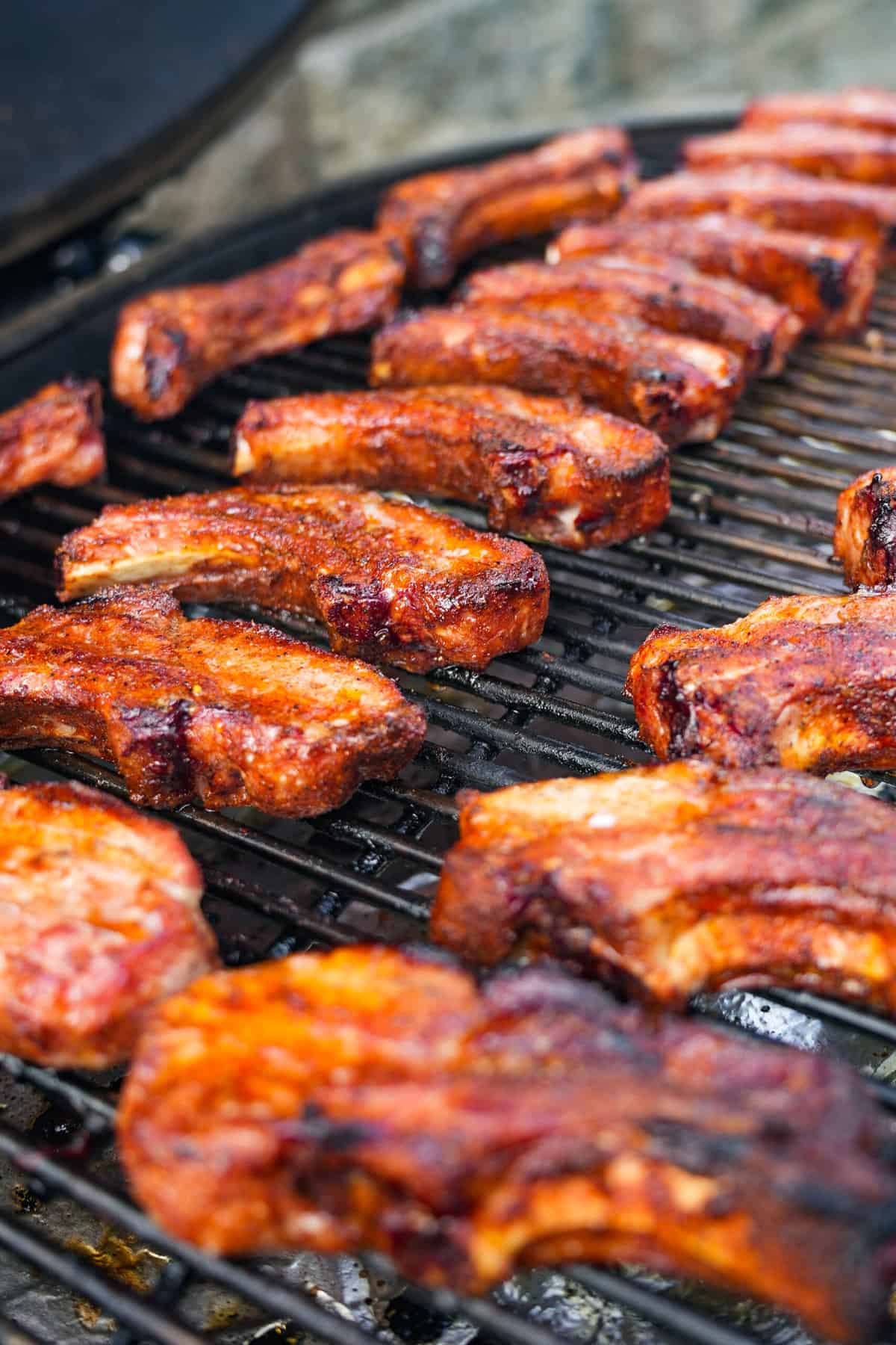 The ribs as they smoke.