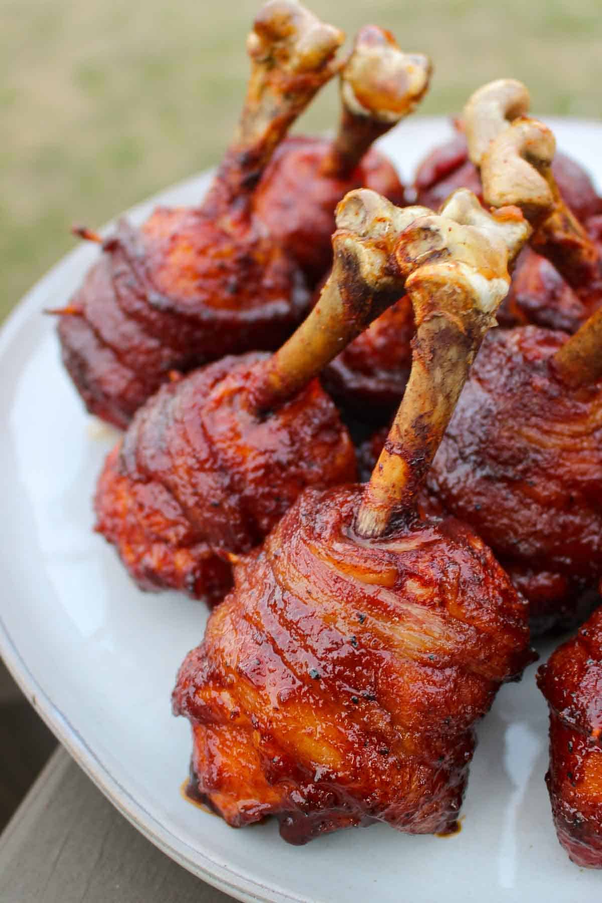 A close up shot of the finalized chicken lollipops.