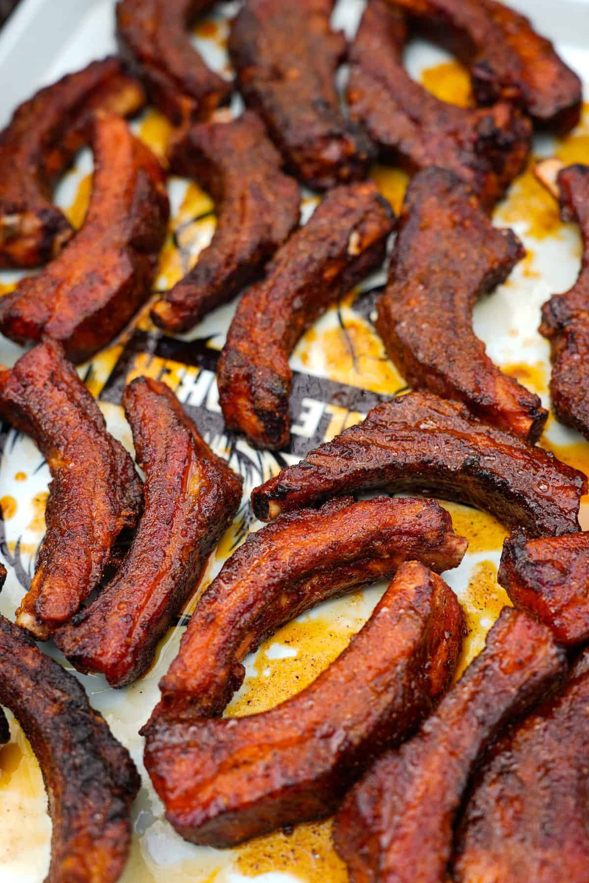 Nashville Hot Smoke Fried Ribs on a plater ready to eat.