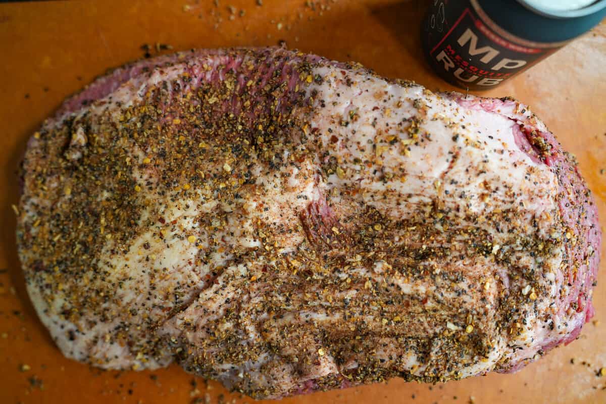 The seasoned brisket.