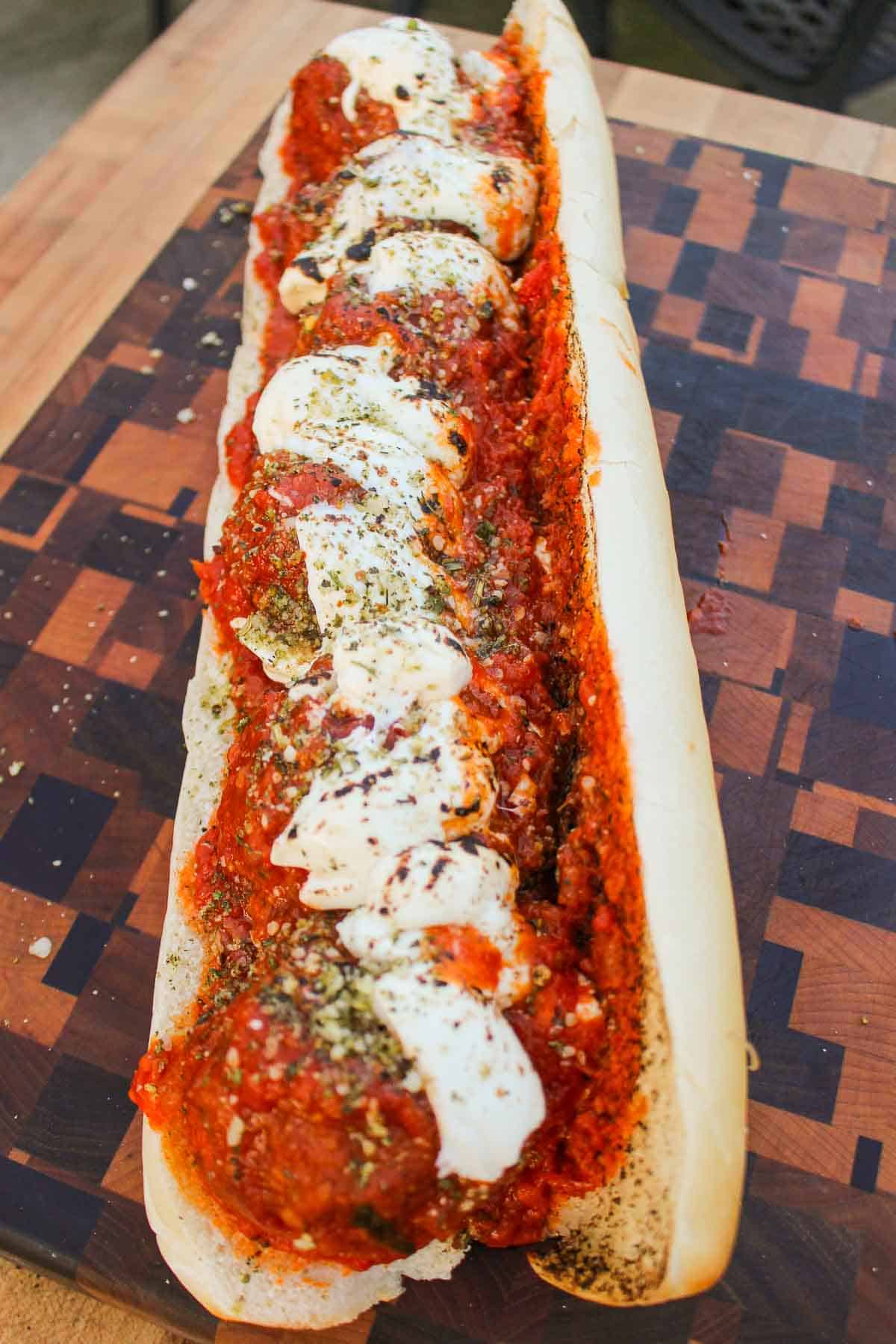 One final shot of the smoked meatball sub.