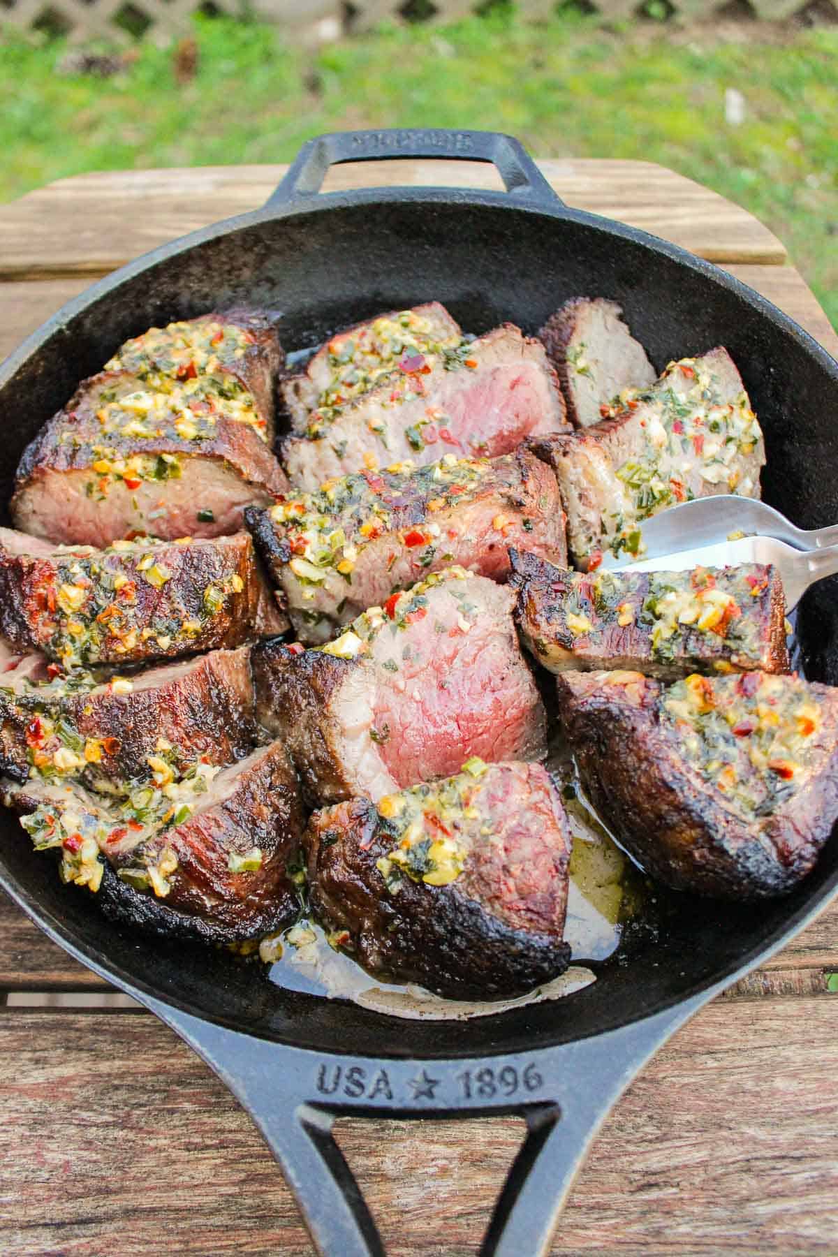 The Steakhouse Picanha garnished and ready to be served.