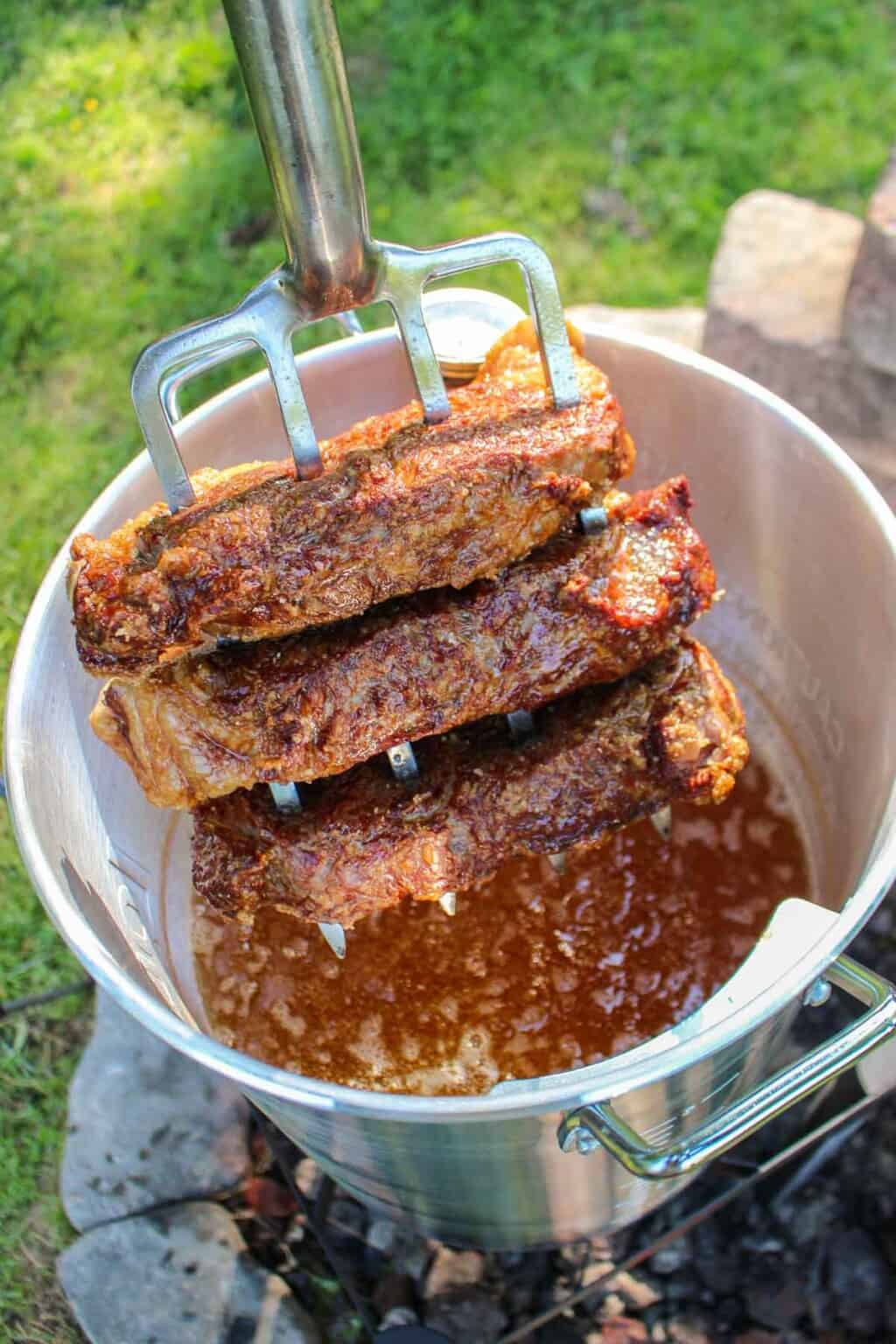 Steaks on a Rock Over The Fire Cooking