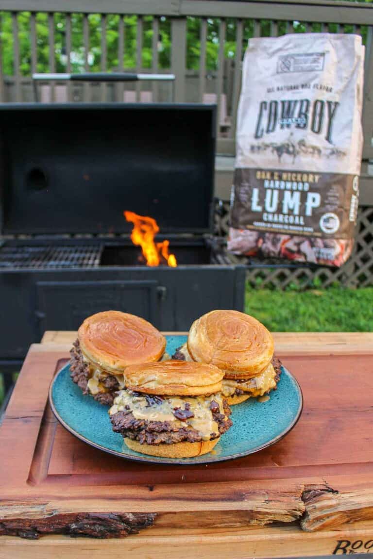 Peanut Butter and Jelly Smash Burgers Over The Fire Cooking
