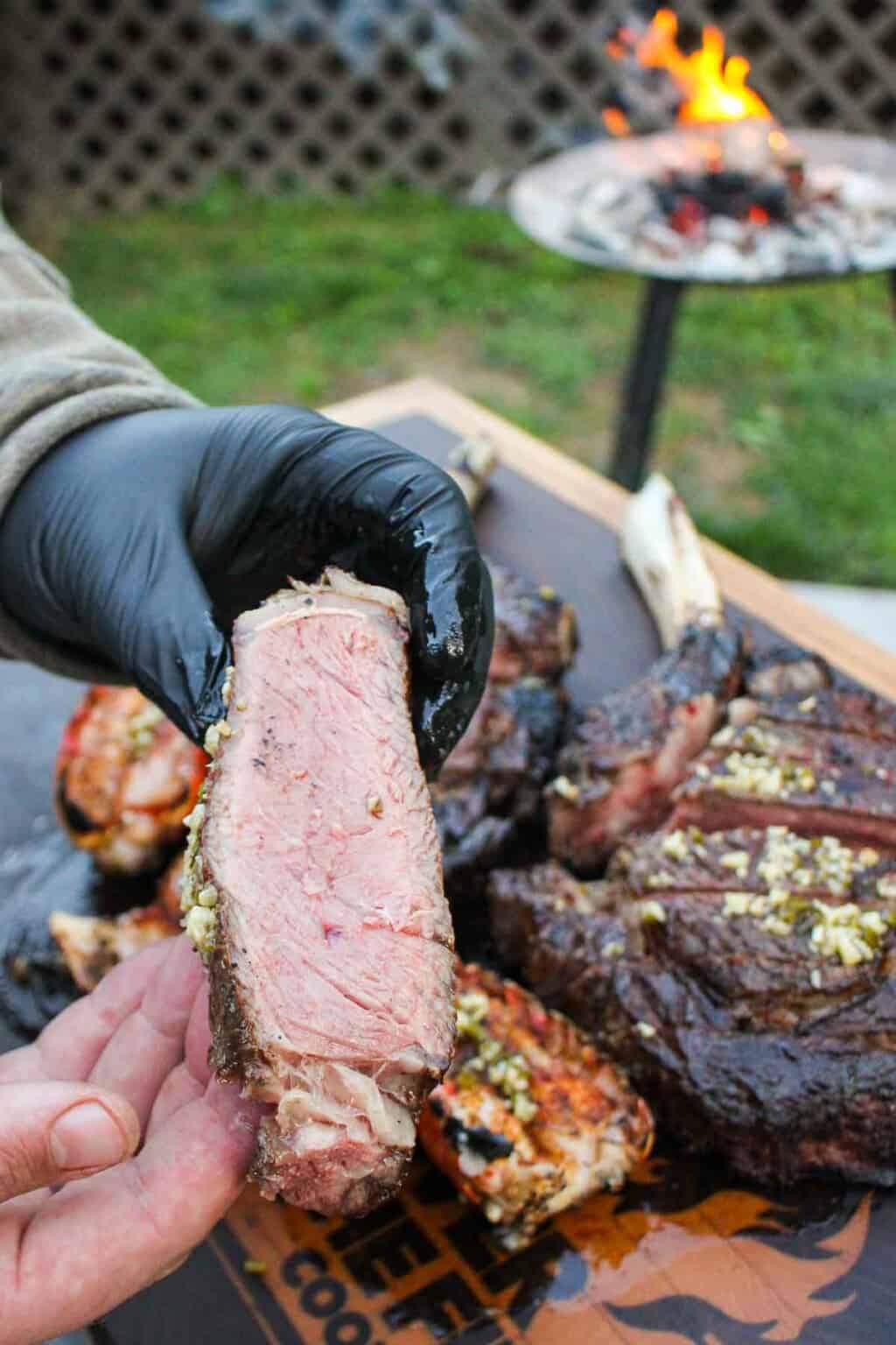 Steaks on the Coals Over The Fire Cooking