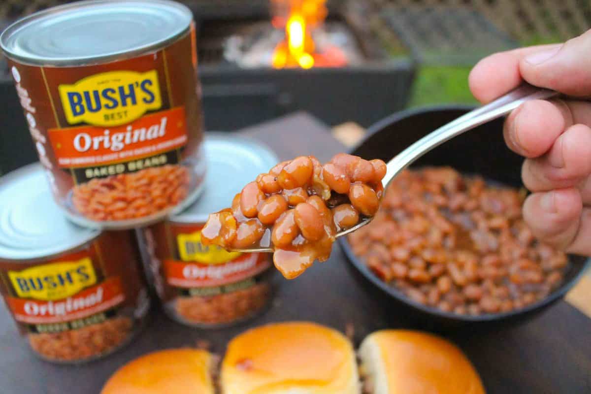 A spoonful of beans.