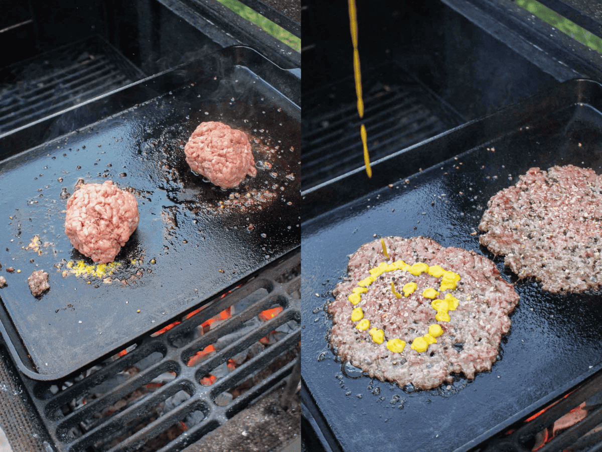 making the smash burgers