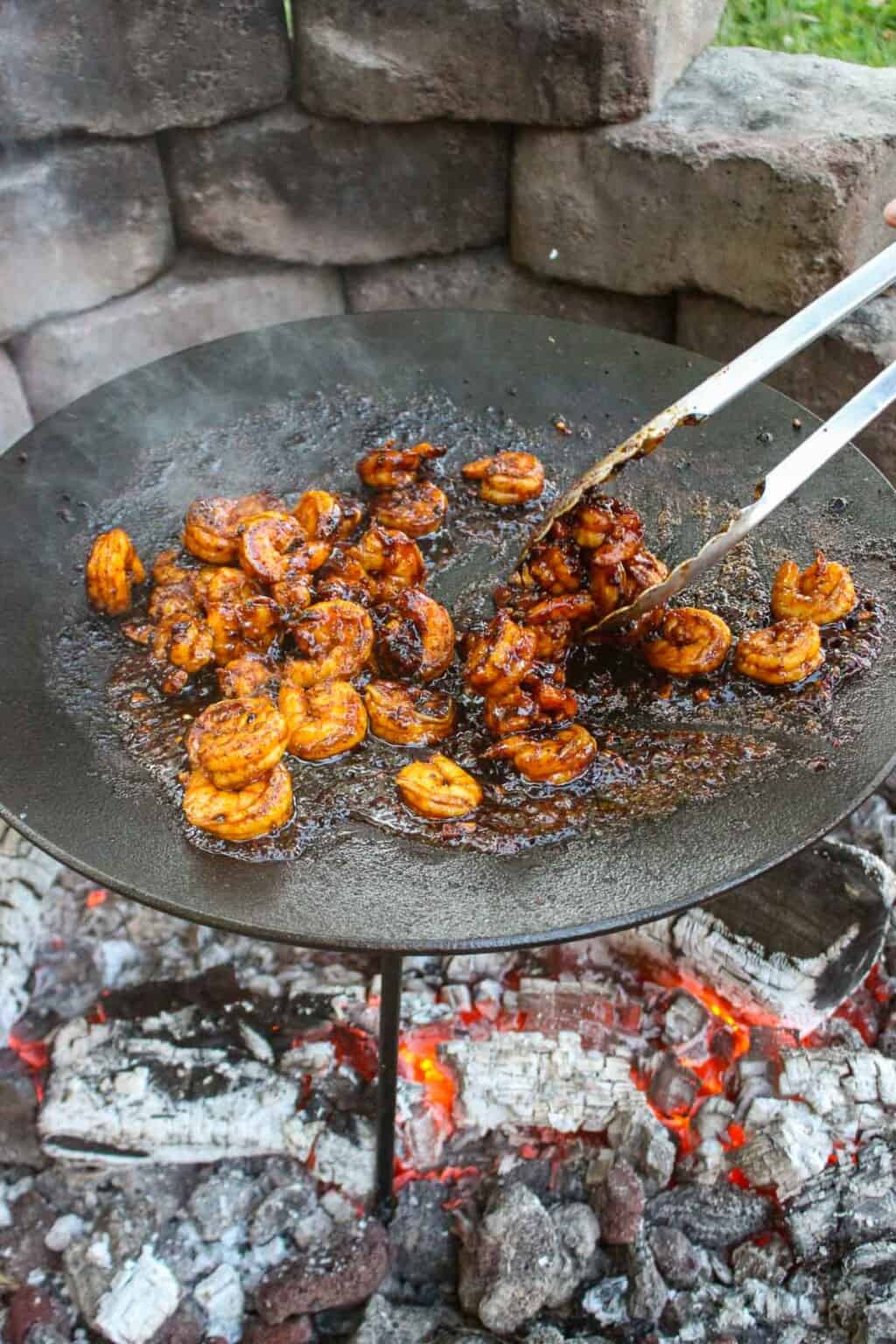 Hot Honey Garlic Shrimp - Over The Fire Cooking