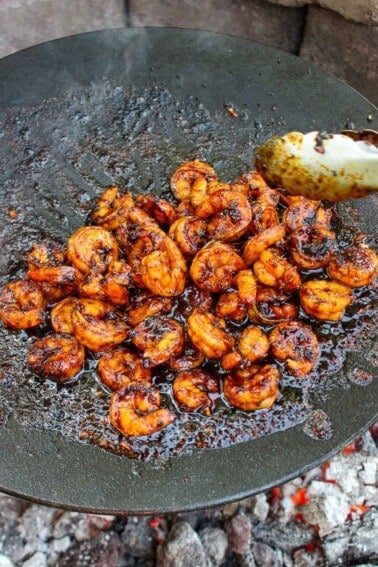 Hot Honey Garlic Shrimp - Over The Fire Cooking