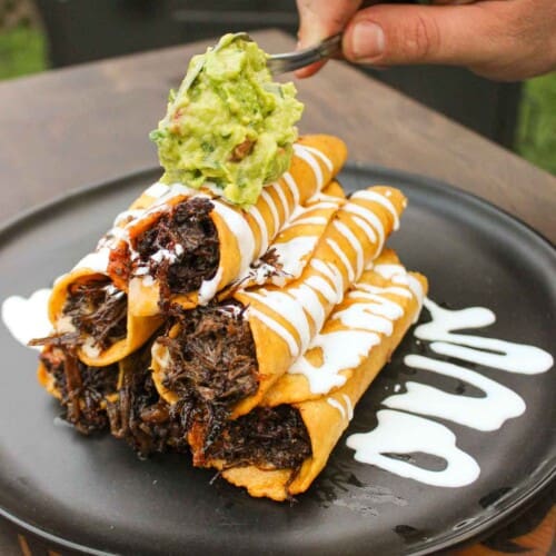 Shredded Beef Flautas Over The Fire Cooking