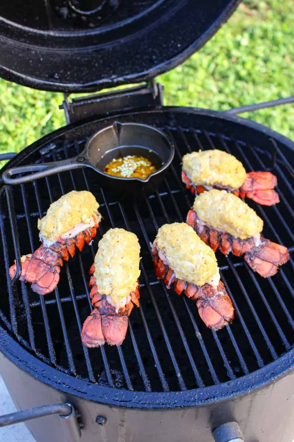 Stuffed Lobster Tail with Garlic Butter - Over The Fire Cooking