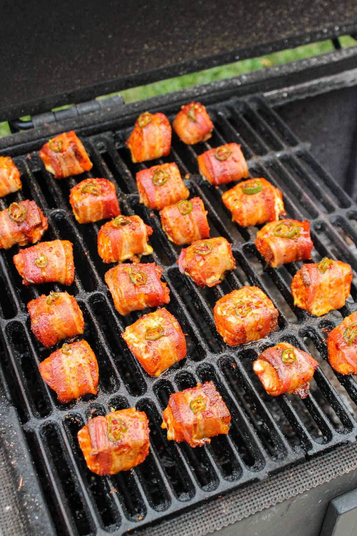 The glazed bites on the grill.