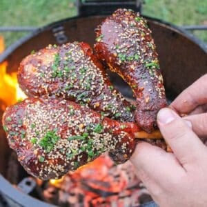 Smoked Turkey Legs glazed and ready to eat.