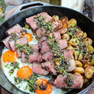 Steak and Eggs with Crispy Green Chili Oil