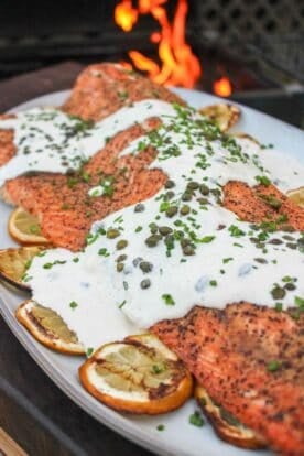 Roasted Salmon with Horseradish Sauce - Over The Fire Cooking