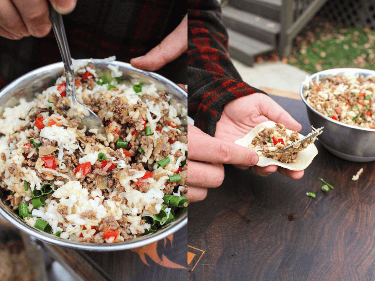 Each empanada is filled with a cheesy beef filling.  
