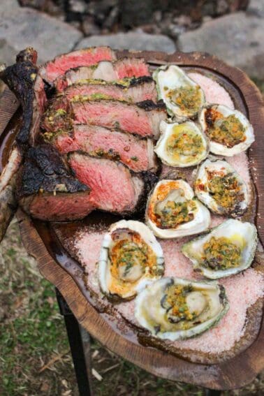 Steak with spicy oysters are the perfect feast for two!