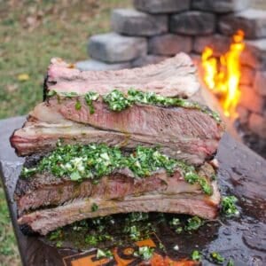 The Rotisserie Beef Ribs smothered in Chimichurri.