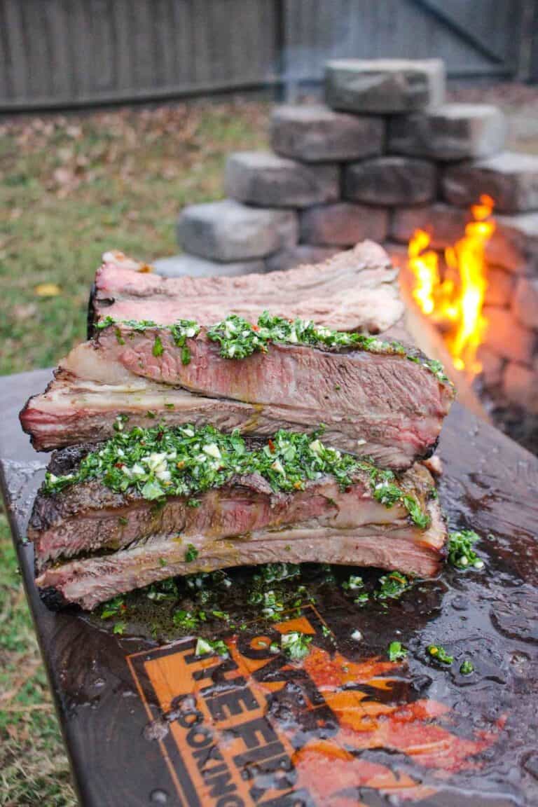 The Rotisserie Beef Ribs smothered in Chimichurri.