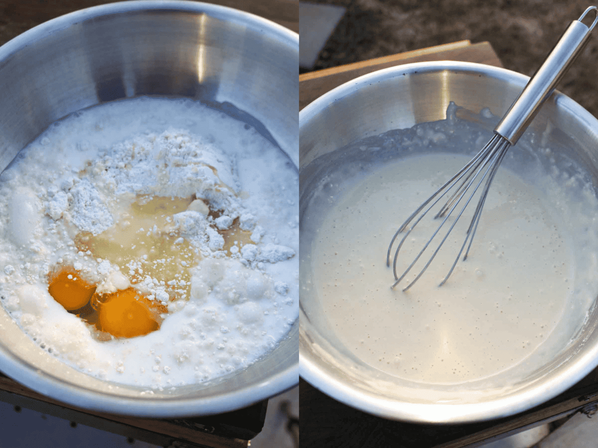 Homemade pancake batter completed the breakfast skillet feast! 