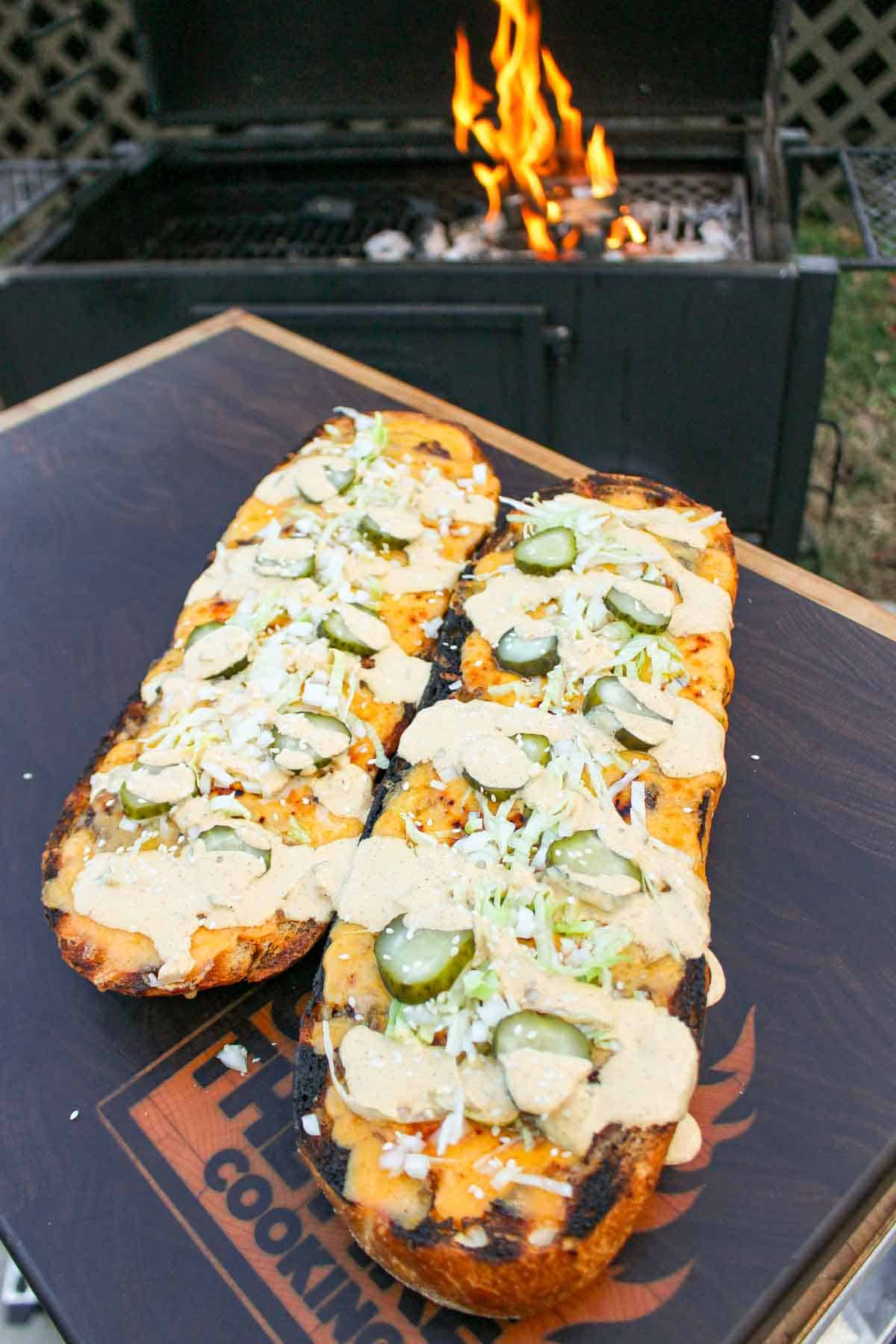 Big Mac Stuffed Bread is the ultimate comfort food that comes together quickly on the grill. 