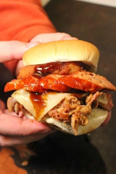 The epic Smoked Pulled Pork Sandwich.